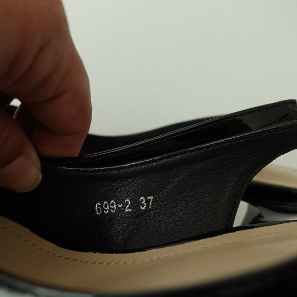 NEW Xin Jing Shoes Pump Slingback Kitten Heel Pointed Toe Leather Black Size 37 - Picture 4 of 9